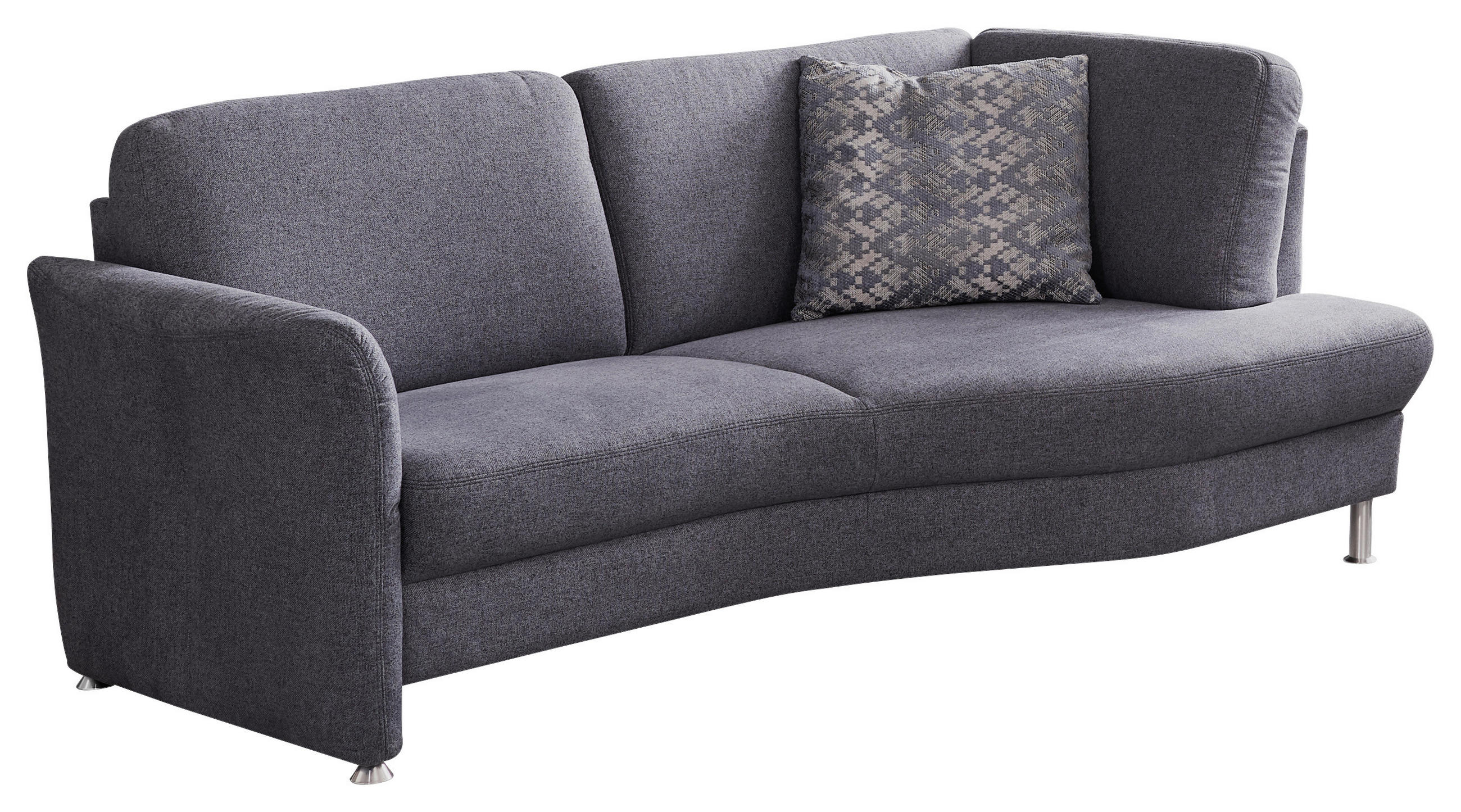 3-SITZER-SOFA Webstoff Grau  - Chromfarben/Silberfarben, KONVENTIONELL, Textil/Metall (196/86/115cm) - Landscape