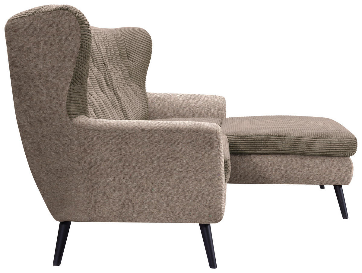 ECKSOFA Braun Cord  - Schwarz/Braun, Design, Holz/Textil (237/165cm) - Stylife