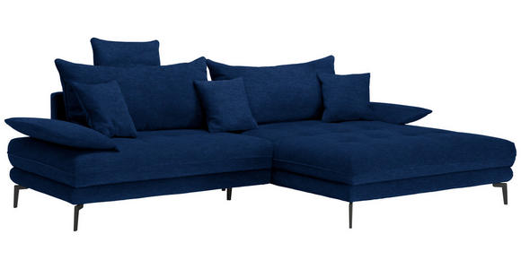 ECKSOFA in Mikrofaser Dunkelblau  - Schwarz/Dunkelblau, MODERN, Textil/Metall (297/173cm) - Carryhome