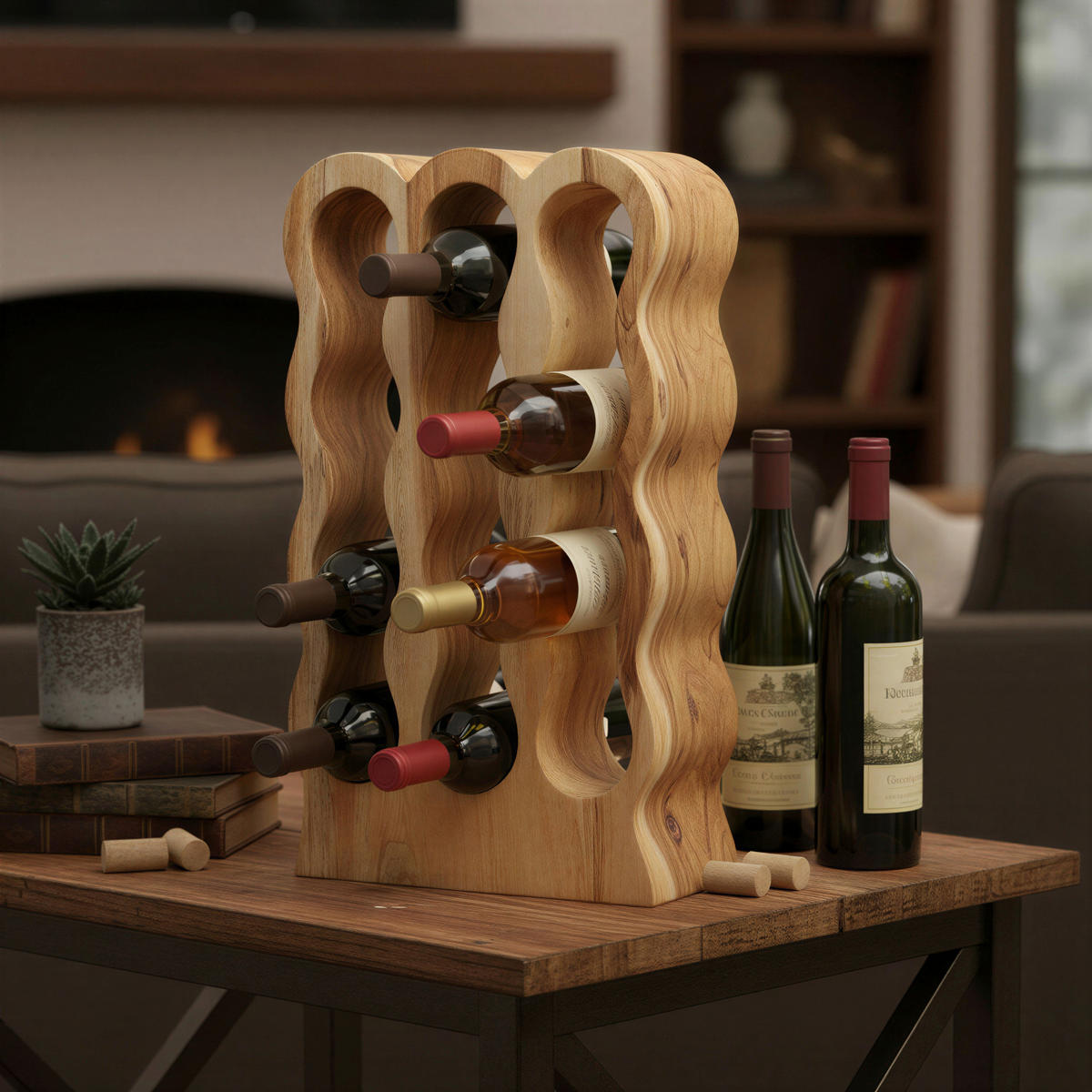 WEINREGAL  - Naturfarben, MODERN, Holz (39/66/18cm) - MID.YOU