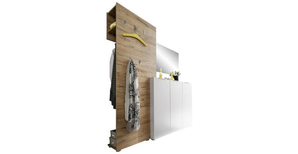 GARDEROBE 3-teilig in 175/190/39 cm - Eichefarben/Weiß, Design, Holzwerkstoff (175/190/39cm) - Carryhome