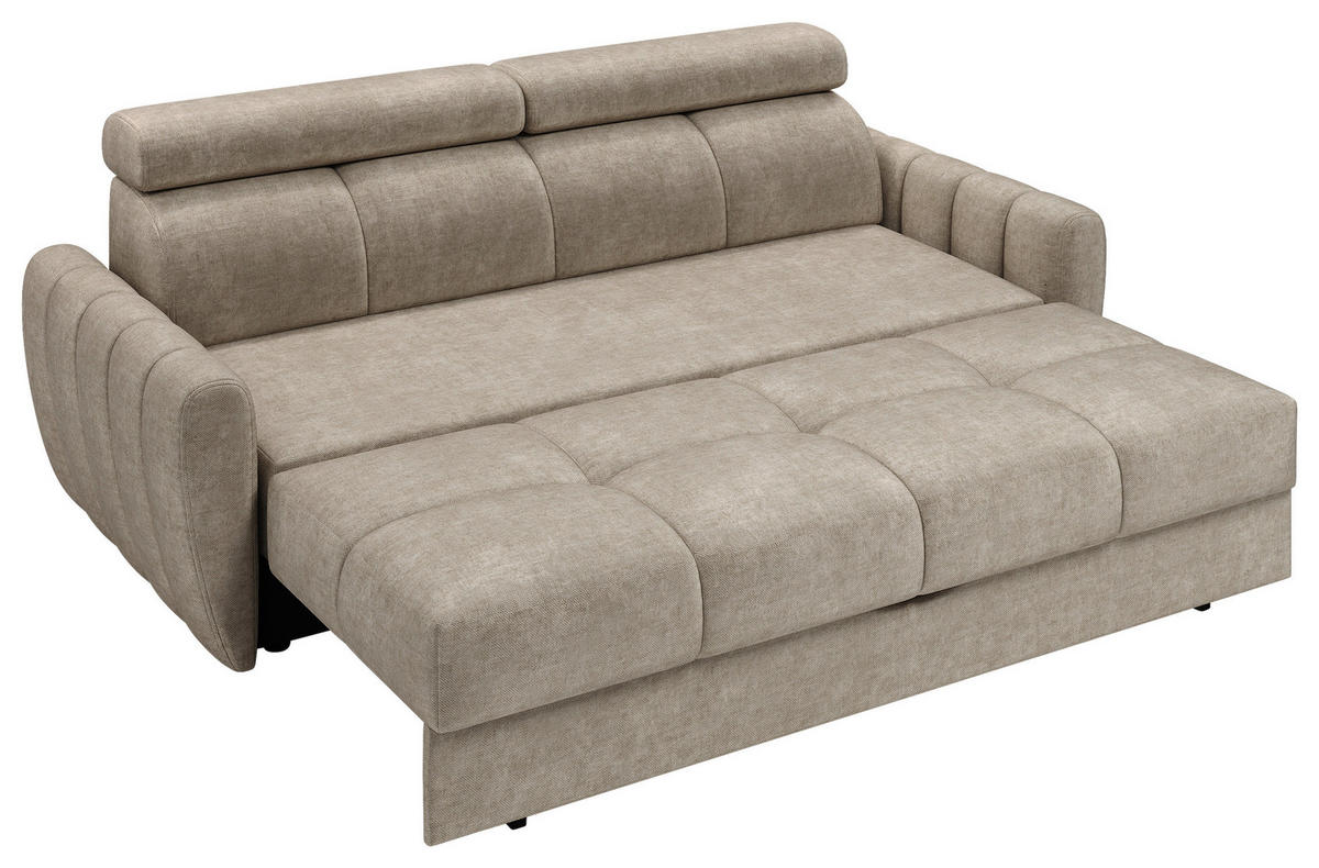 SCHLAFSOFA Flachgewebe Taupe  - Taupe/Schwarz, KONVENTIONELL, Textil/Metall (227/86-100/99cm) - Milino