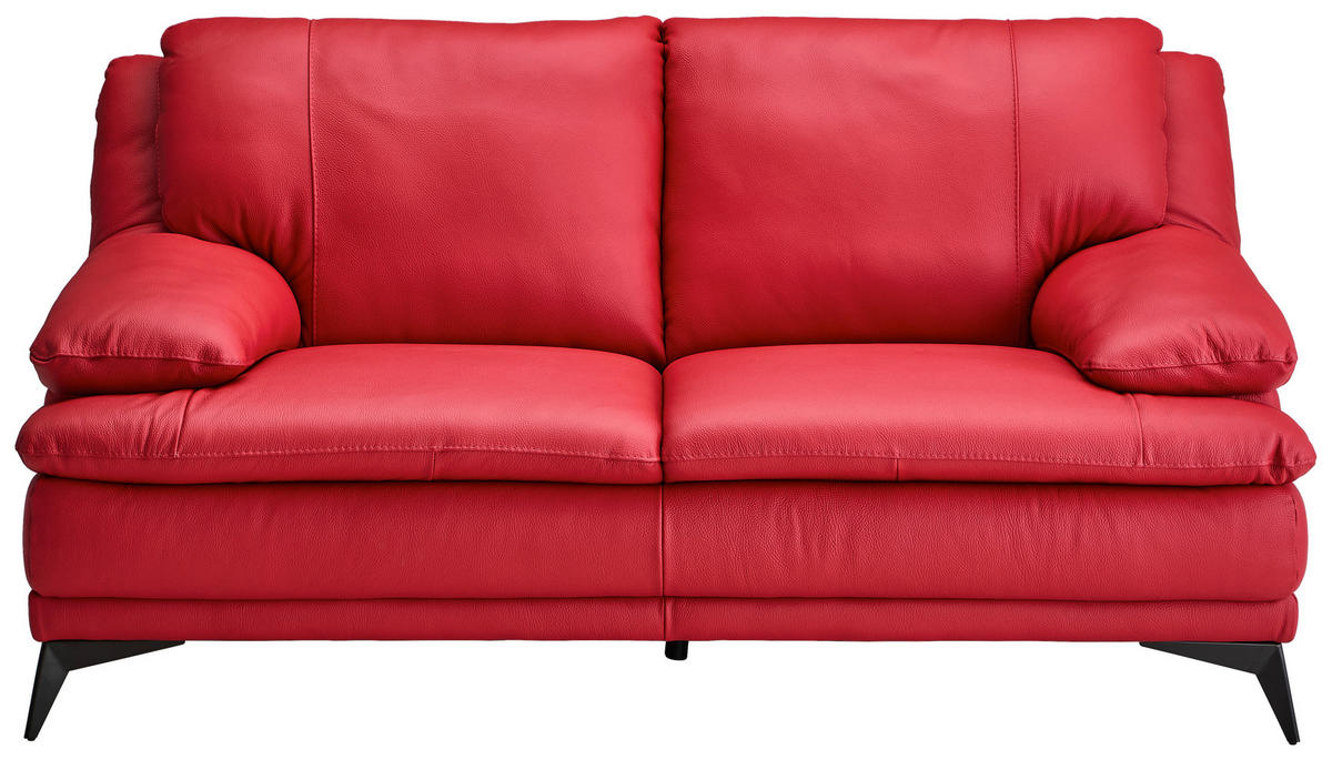 2-SITZER-SOFA Rot Echtleder  - Rot/Schwarz, Design, Leder/Metall (178/92/98cm) - Novel