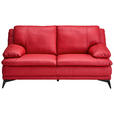 2-SITZER-SOFA Rot Echtleder  - Rot/Schwarz, Design, Leder/Metall (178/92/98cm) - Novel