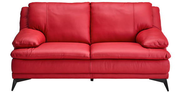 2-SITZER-SOFA Rot Echtleder  - Rot/Schwarz, Design, Leder/Metall (178/92/98cm) - Novel
