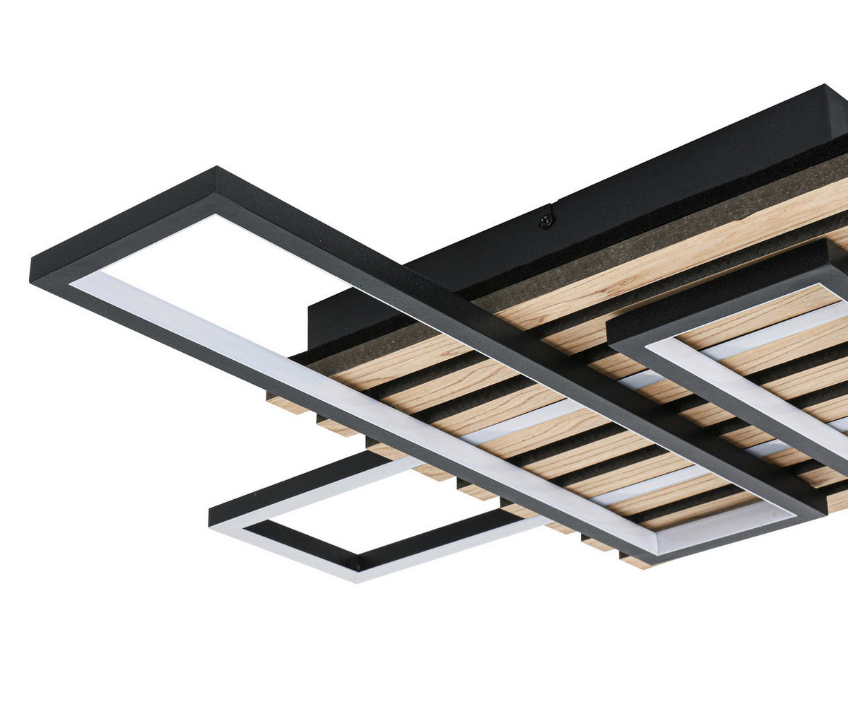 LED-DECKENLEUCHTE 33 W    73,5/66,5/7,5 cm  - Eichefarben/Schwarz, Natur, Holzwerkstoff/Kunststoff (73,5/66,5/7,5cm) - Novel
