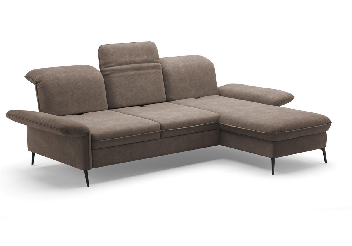 ECKSOFA in Flachgewebe Schlammfarben  - Schlammfarben/Schwarz, Konventionell, Textil/Metall (264/198cm) - Sit & More