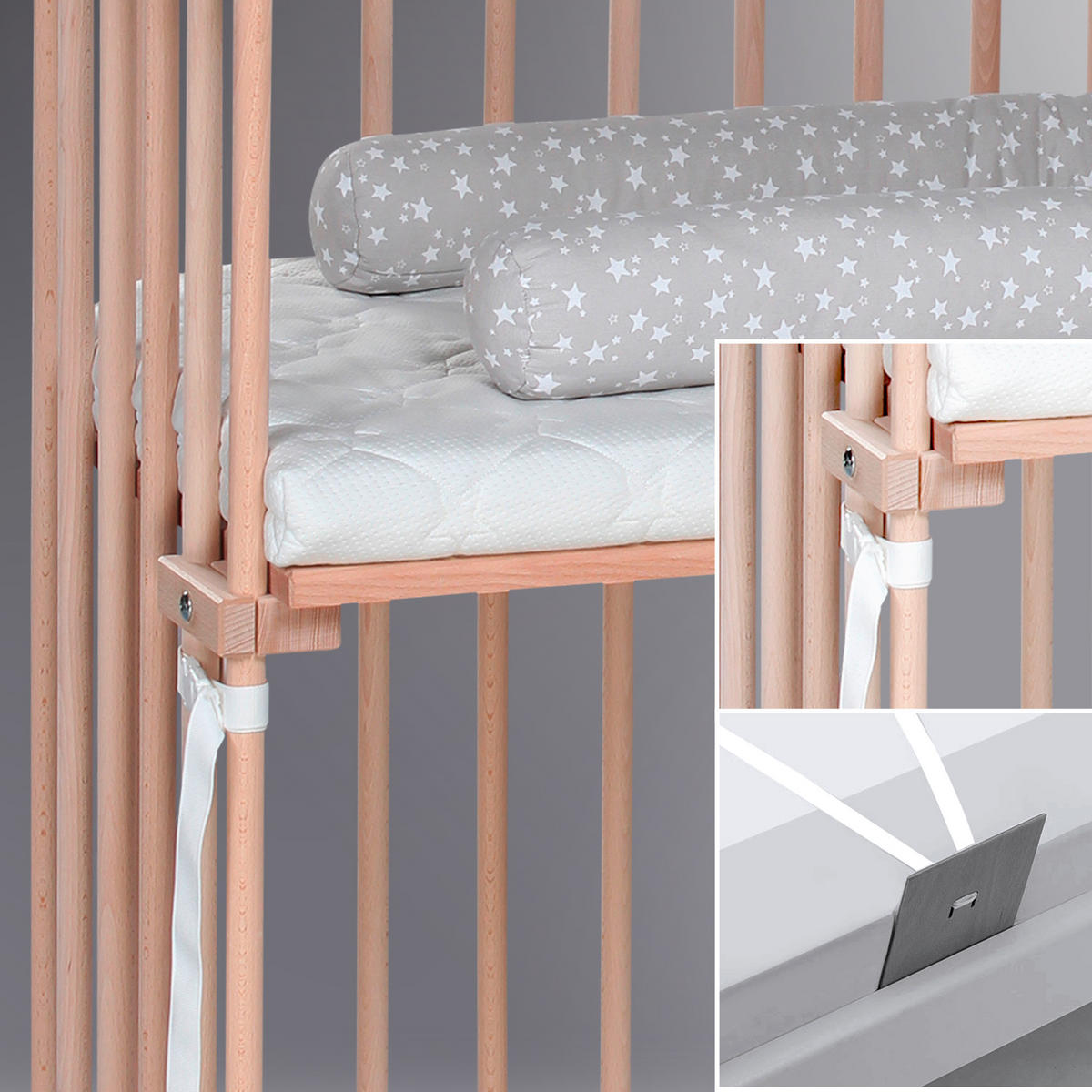 BEISTELLBETT 110/62/96,50 cm  - Naturfarben, Basics, Holz (110/62/96,50cm) - Babybay