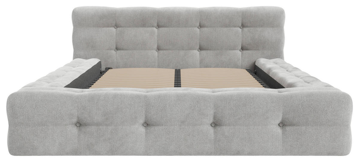 POLSTERBETT Lattenrost, Bettkasten 180/200 cm  in Hellgrau  - Hellgrau/Schwarz, Design, Holz/Textil (180/200cm) - Boxxx