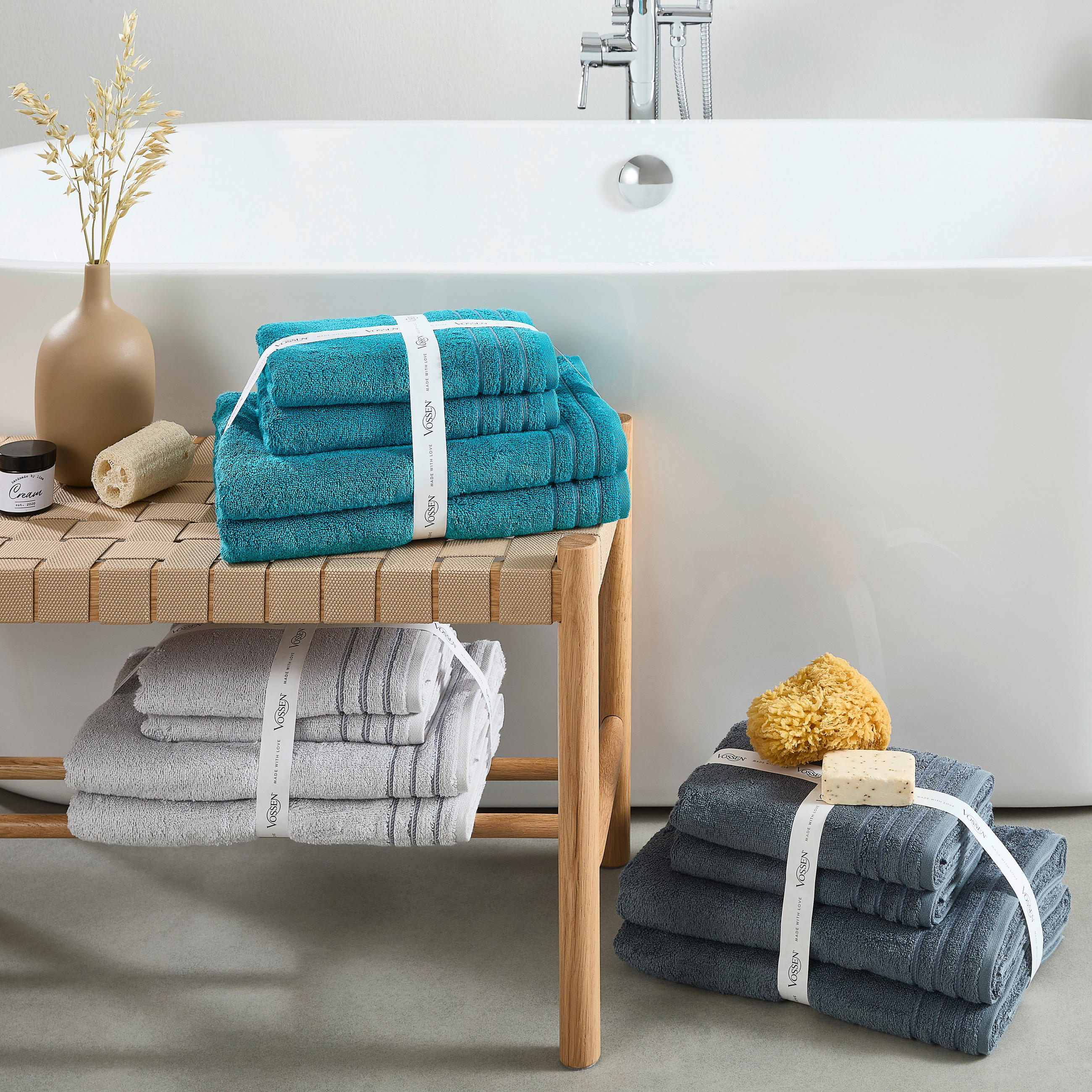 SADA RUČNÍKŮ A OSUŠEK, zelená - zelená, Basics, textil - Vossen