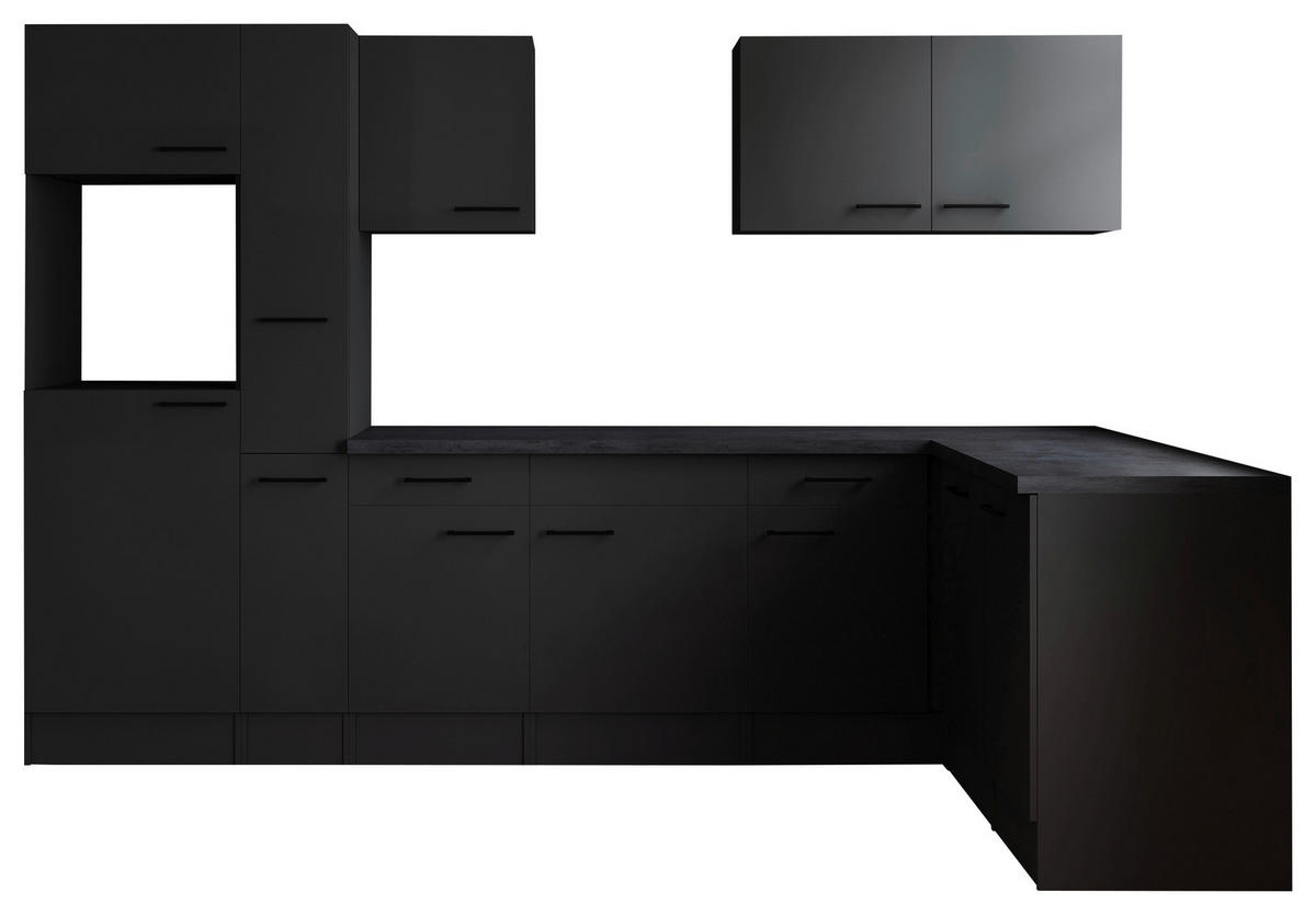 ECKKÜCHE 310/172 cm  in Dunkelgrau  - Dunkelgrau/Schwarz, Design, Holzwerkstoff/Metall (310/172cm) - Respekta