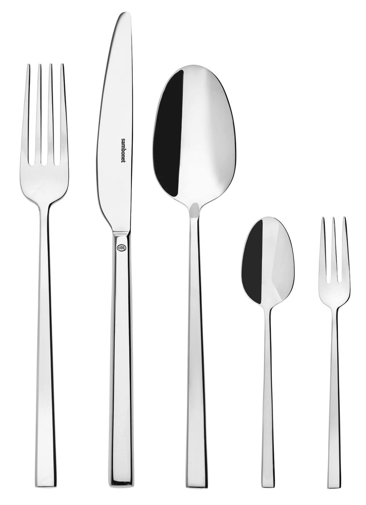 BESTECKSET ROCK  60-teilig  - Edelstahlfarben, Basics, Metall - Sambonet