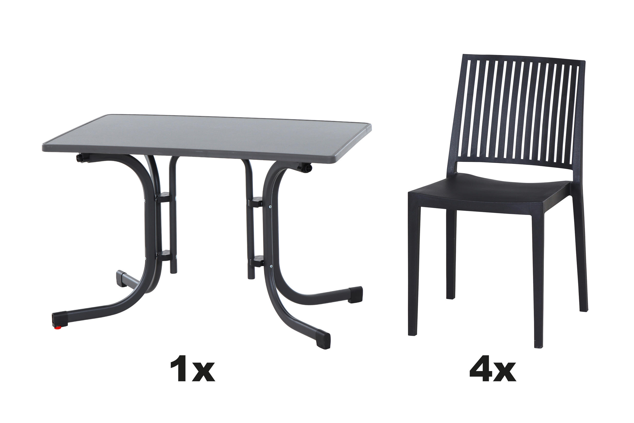 GARTENGARNITUR 5-teilig  - Anthrazit, Basics, Holzwerkstoff/Kunststoff (70/80/110cm) - Siena Garden