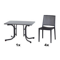 GARTENGARNITUR 5-teilig  - Anthrazit, Basics, Holzwerkstoff/Kunststoff (70/80/110cm) - Siena Garden