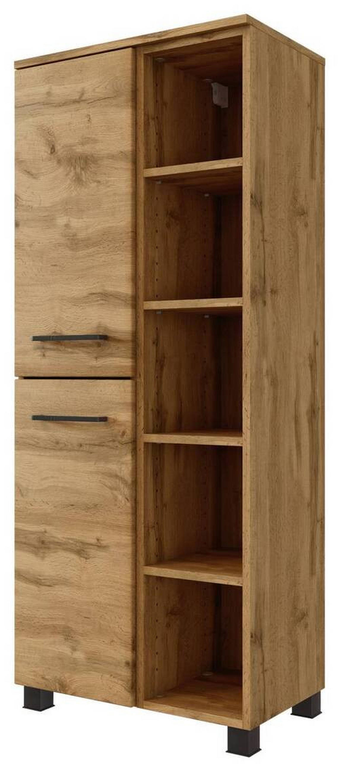 MIDI SKŘÍŇKA, barvy dubu, 55/130/35 cm - černá/barvy dubu, Moderní, kov/kompozitní dřevo (55/130/35cm) - Held