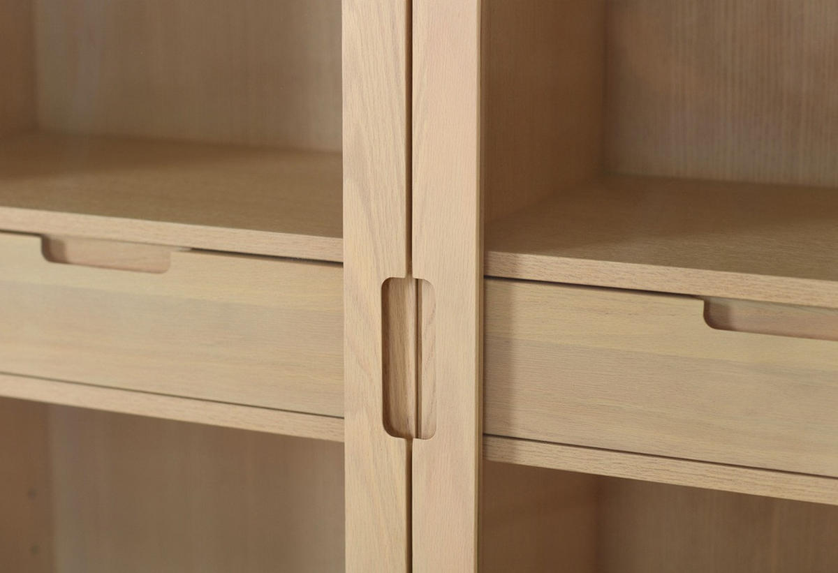 VITRINSKÅP  i faner, delar i massivt trä ek ek Bianco  - ek Bianco, Design, trä/glas (120/180,5/40cm) - Best Price