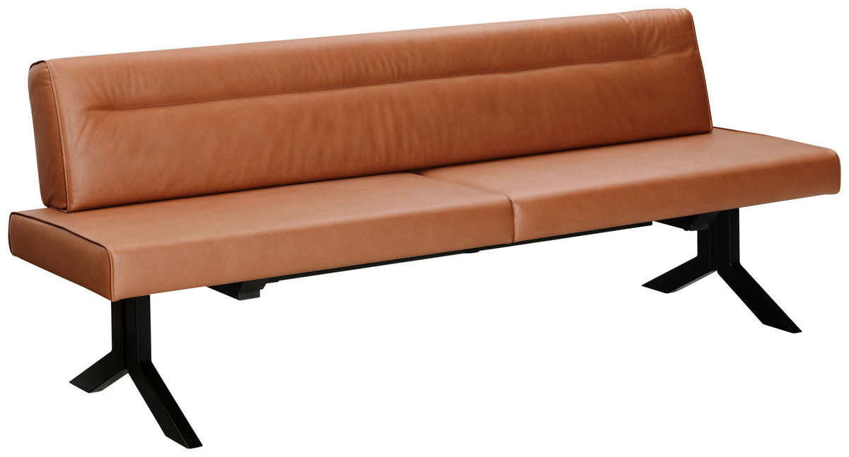 SITZBANK in Metall, Textil Schwarz, Cognac  - Cognac/Schwarz, Konventionell, Textil/Metall (220/87/70-86cm) - Moderano