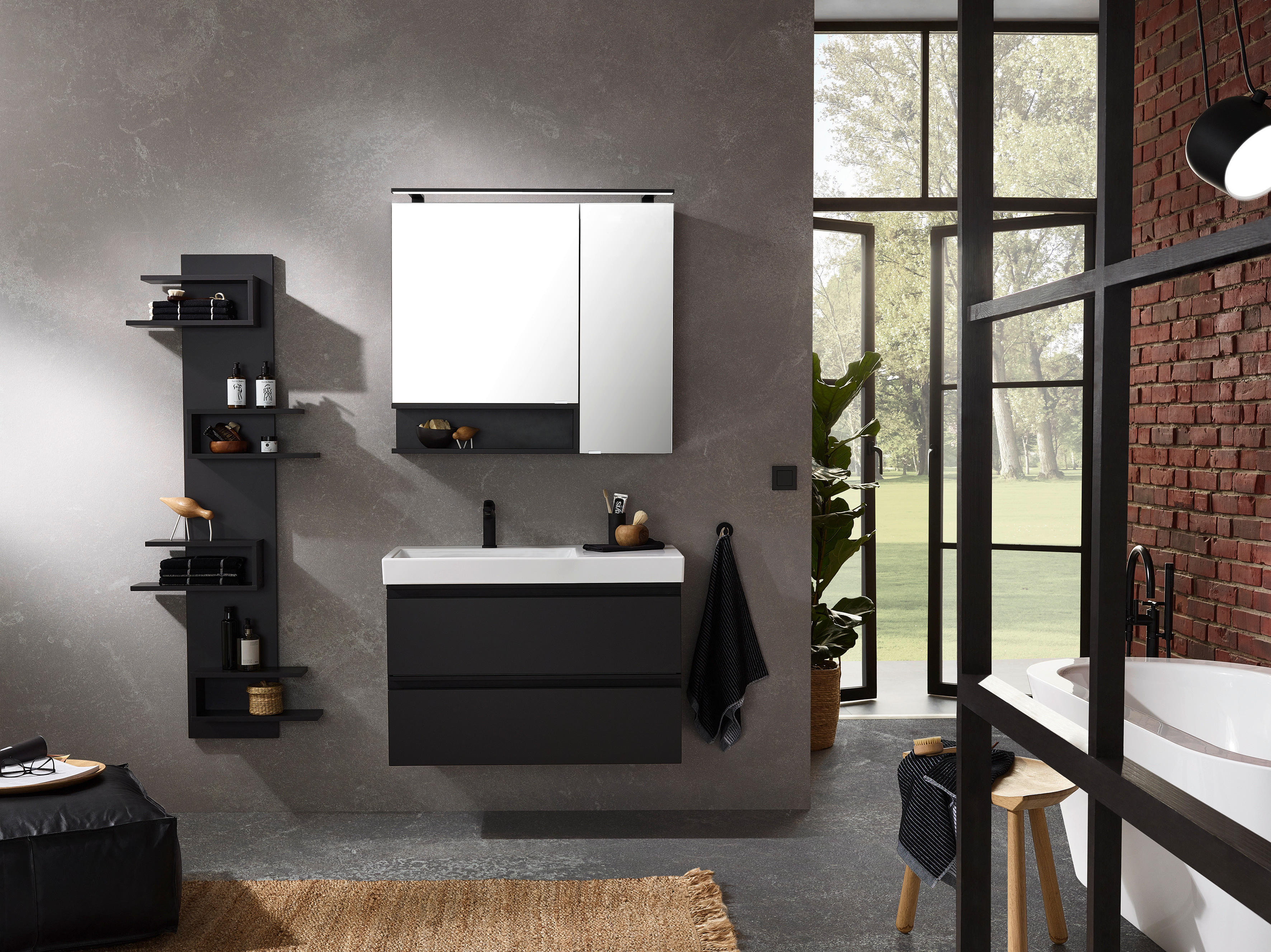 SPIEGELSCHRANK 90/80/15 cm  - Grau, Design, Glas/Holzwerkstoff (90/80/15cm) - Novel
