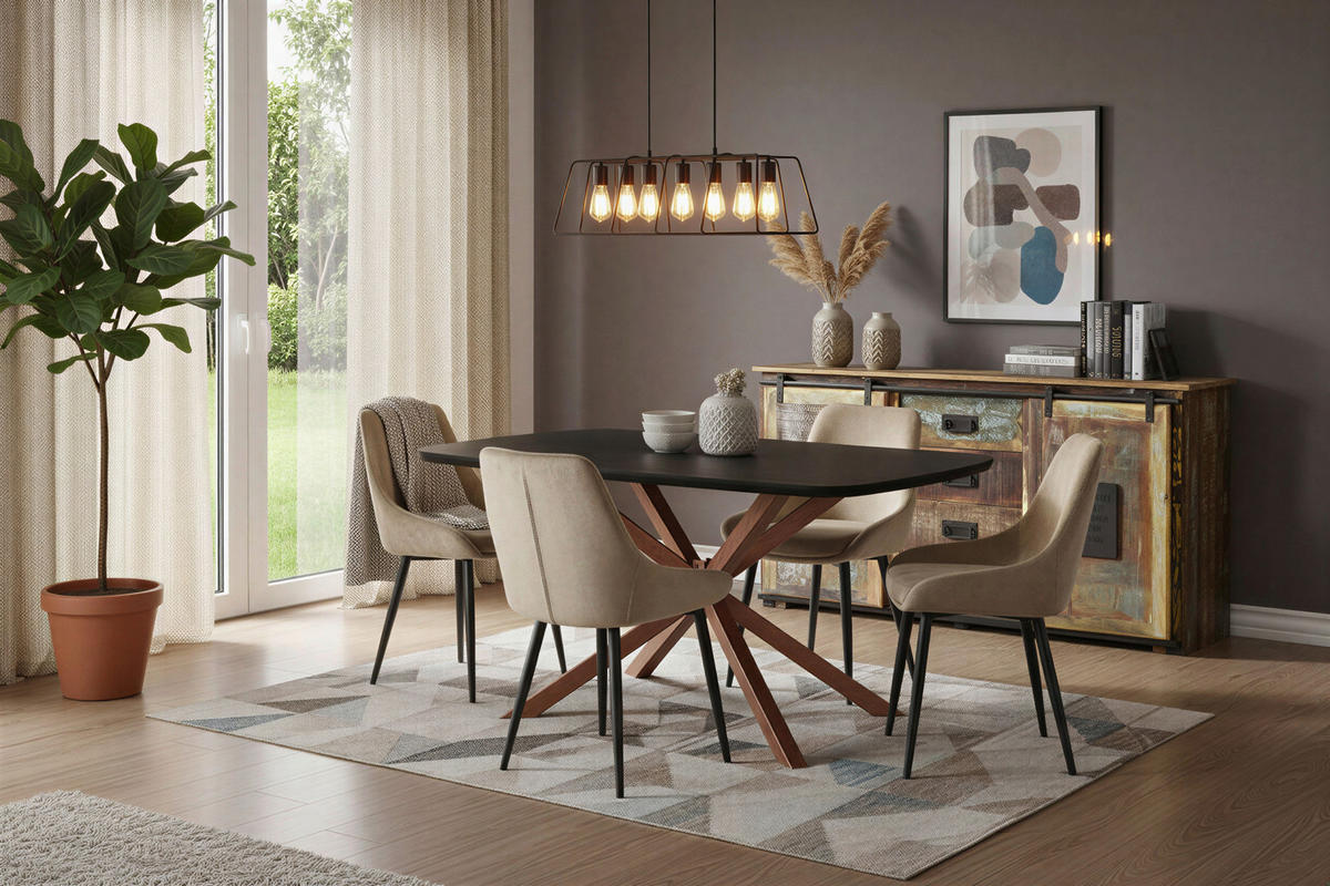 SIDEBOARD  150/81/38 cm 4 Schublade(n)  - Multicolor/Schwarz, Design, Holz/Metall (150/81/38cm) - MID.YOU