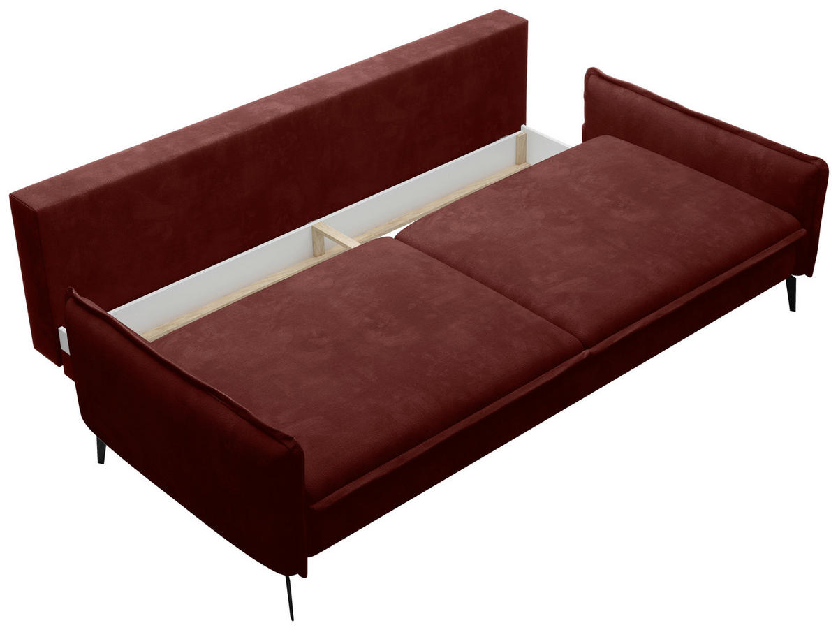 SCHLAFSOFA Chenille Rot  - Rot/Schwarz, KONVENTIONELL, Textil/Metall (223/89/107cm) - Carryhome