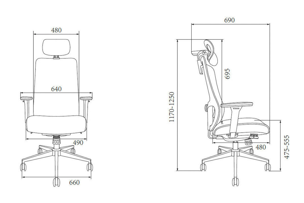 UREDSKI STOLAC    - crna, Moderno, metal/plastika (66/125/69cm)