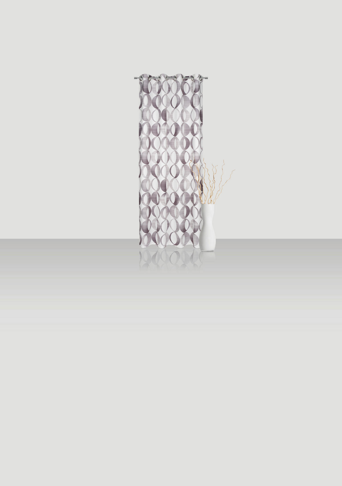 ZÁVĚS S OČKY, neprůsvitné, 140/255 cm - barvy stříbra, Lifestyle, textil (140/255cm) - Novel