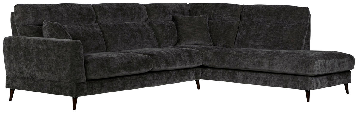 SOFFA i mörkgrå  - mörkgrå/mörkbrun, Klassisk, metall/trä (302/98/235/101cm) - Novel