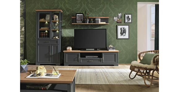 COUCHTISCH in Holzwerkstoff 120/67/45 cm - Eichefarben/Graphitfarben, ROMANTIK / LANDHAUS, Holzwerkstoff/Metall (120/67/45cm) - Hom`in
