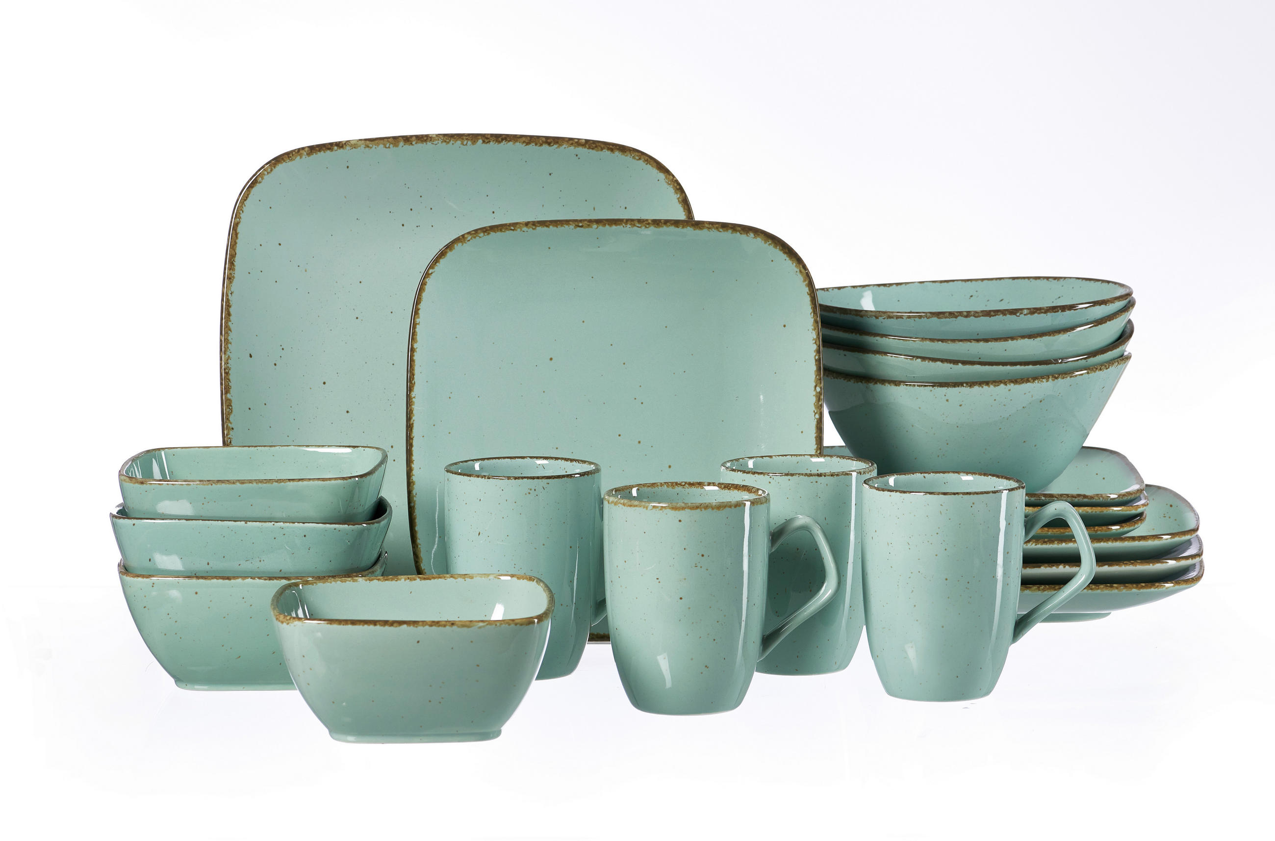 KOMBINOVANÁ SOUPRAVA 20dílné, porcelán keramika  - tyrkysová, Basics, keramika - Ritzenhoff Breker