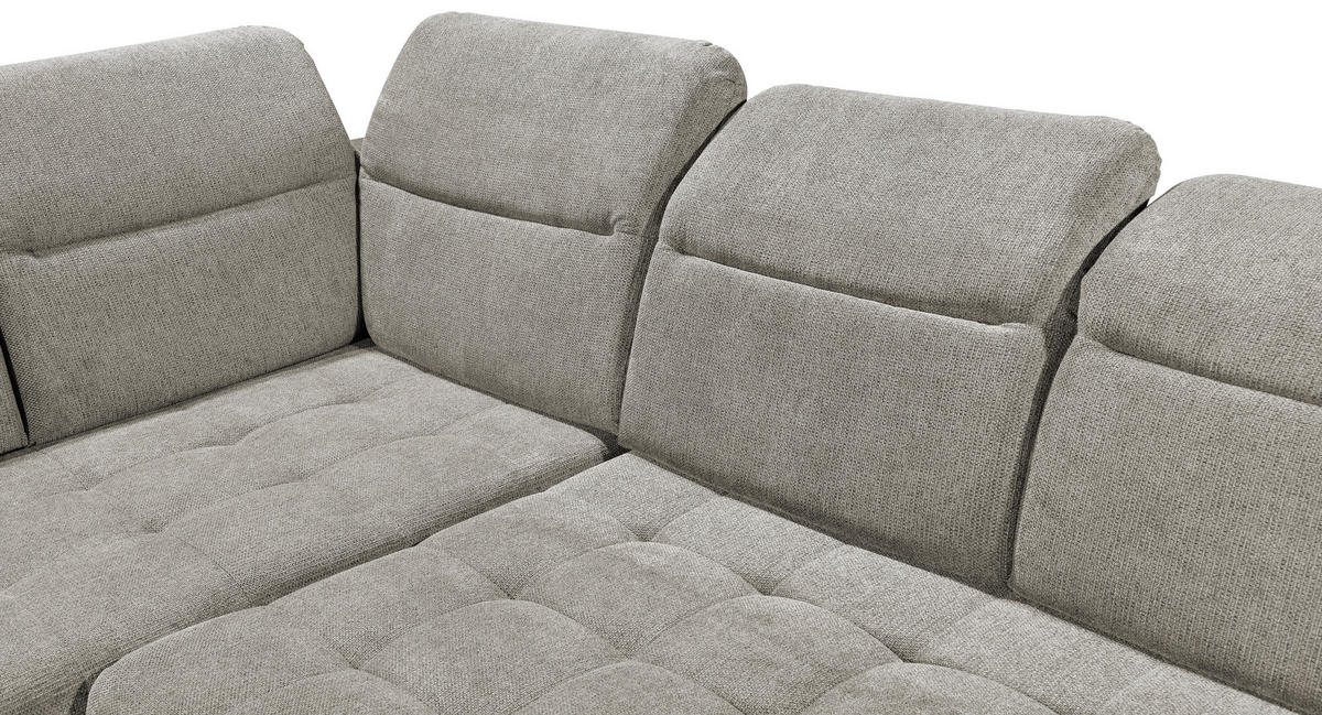 ECKSOFA in Webstoff Taupe  - Taupe/Schwarz, Konventionell, Kunststoff/Textil (200/282cm) - MID.YOU