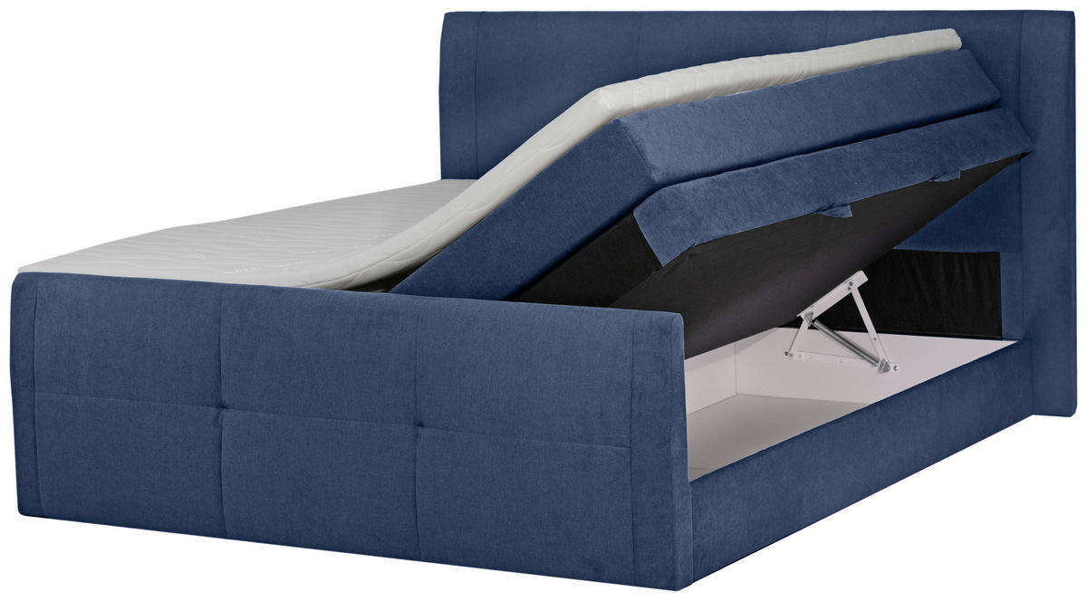 BOXSPRINGBETT 180/200 cm  in Blau  - Blau/Schwarz, KONVENTIONELL, Kunststoff/Textil (180/200cm) - Boxxx