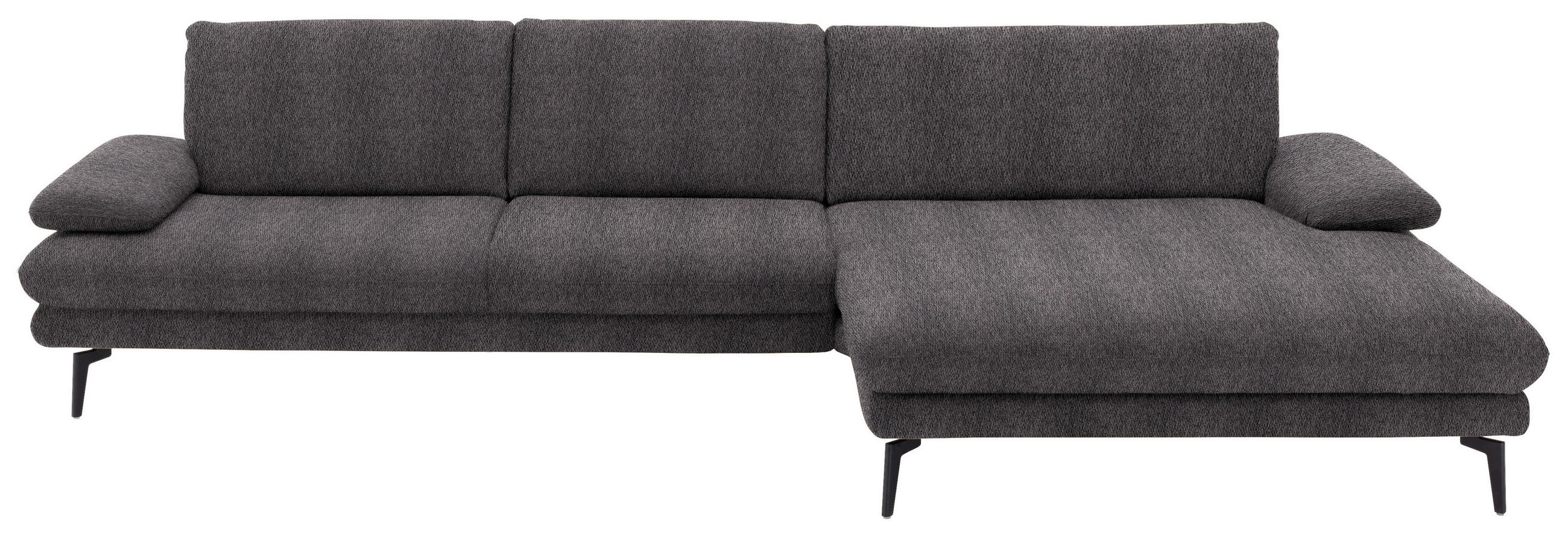 ECKSOFA in Chenille Anthrazit  - Anthrazit/Schwarz, Design, Textil/Metall (310/180cm) - Dieter Knoll