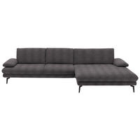 ECKSOFA in Chenille Anthrazit  - Anthrazit/Schwarz, Design, Textil/Metall (310/180cm) - Dieter Knoll