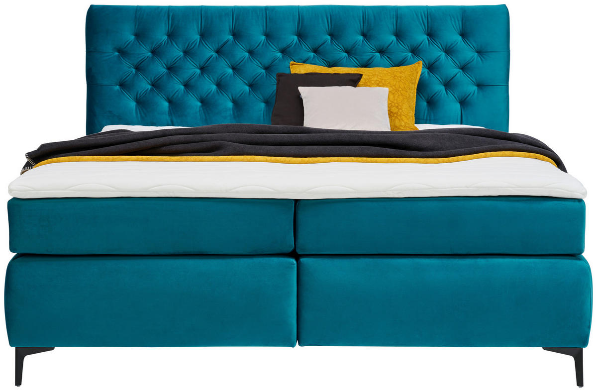 BOXSPRINGBETT 160/200 cm  in Türkis  - Türkis/Schwarz, Design, Holzwerkstoff/Textil (160/200cm) - Esposa