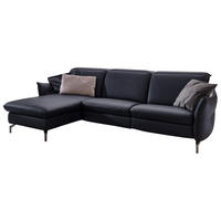 ECKSOFA in Echtleder Dunkelblau  - Dunkelblau/Nickelfarben, Modern, Leder/Metall (179/263cm) - Livetastic