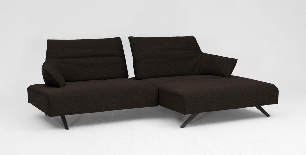ECKSOFA in Struktur Dunkelbraun  - Anthrazit/Dunkelbraun, Design, Textil/Metall (276/165cm) - Himolla