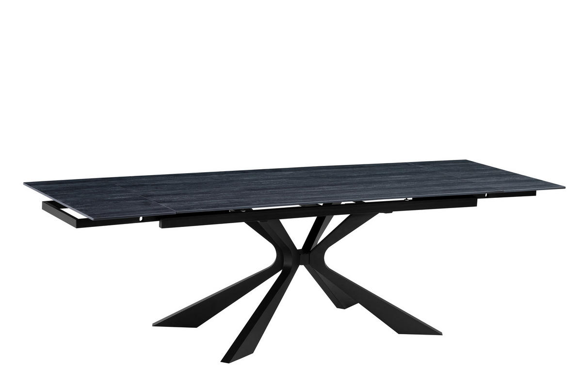 ESSTISCH 180-260/90/76 cm  Metall, Stein ausziehbar rechteckig Schwarz  - Schwarz, MODERN, Stein/Metall (180-260/90/76cm) - P & B