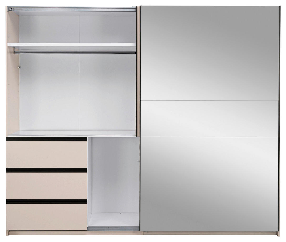 SCHIEBETÜRENSCHRANK 250/205/61,5 cm 2-türig  - Kaschmir/Schwarz, MODERN, Holzwerkstoff/Metall (250/205/61,5cm) - MID.YOU