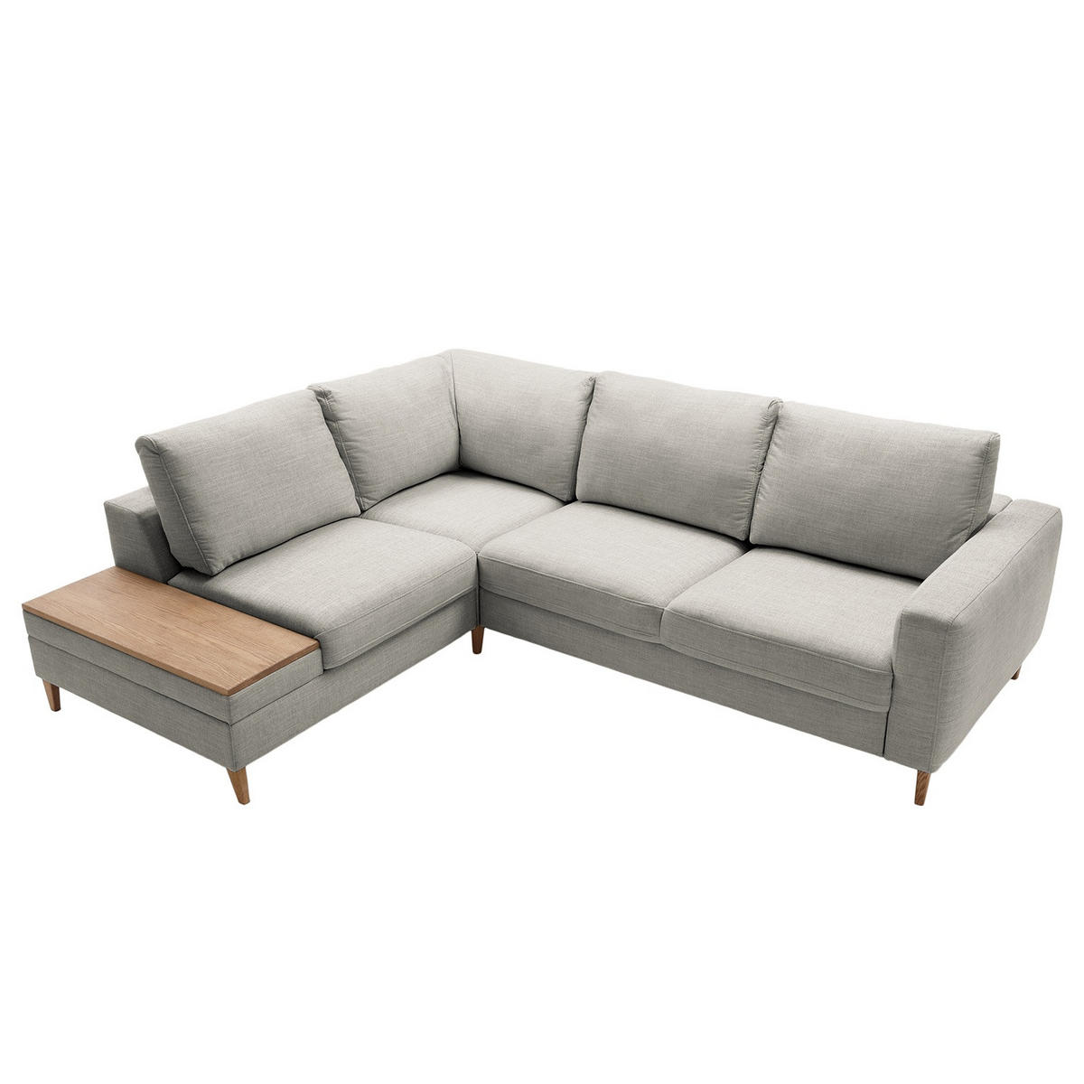 ECKSOFA in Webstoff Grau  - Eschefarben/Grau, Modern, Holz/Textil (260/90/204cm) - Trendmanufaktur