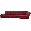 ECKSOFA in Flachgewebe Bordeaux  344/157 cm  - Bordeaux/Schwarz, Design, Textil/Metall (344/157cm) - Chilliano