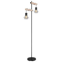 STEHLEUCHTE 48/25/168 cm    - Schwarz/Naturfarben, Natur, Holz/Metall (48/25/168cm) - Globo