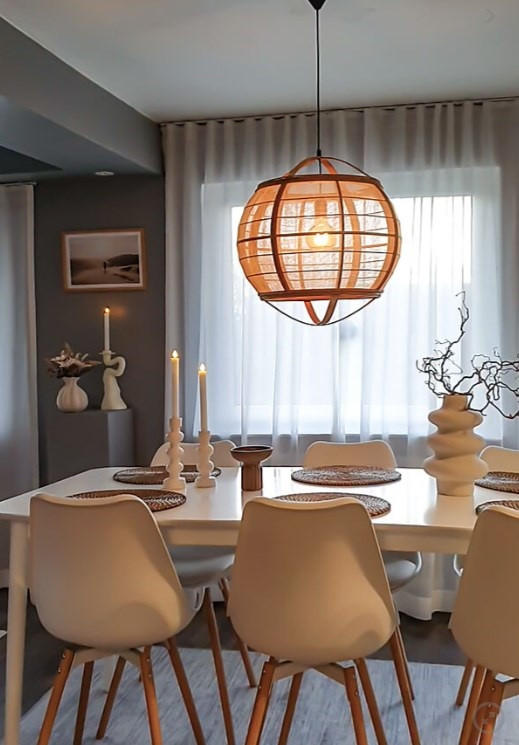 HÄNGLAMPA 50/55 cm  - svart/naturfärgad, Klassisk, metall/textil (50/55cm)