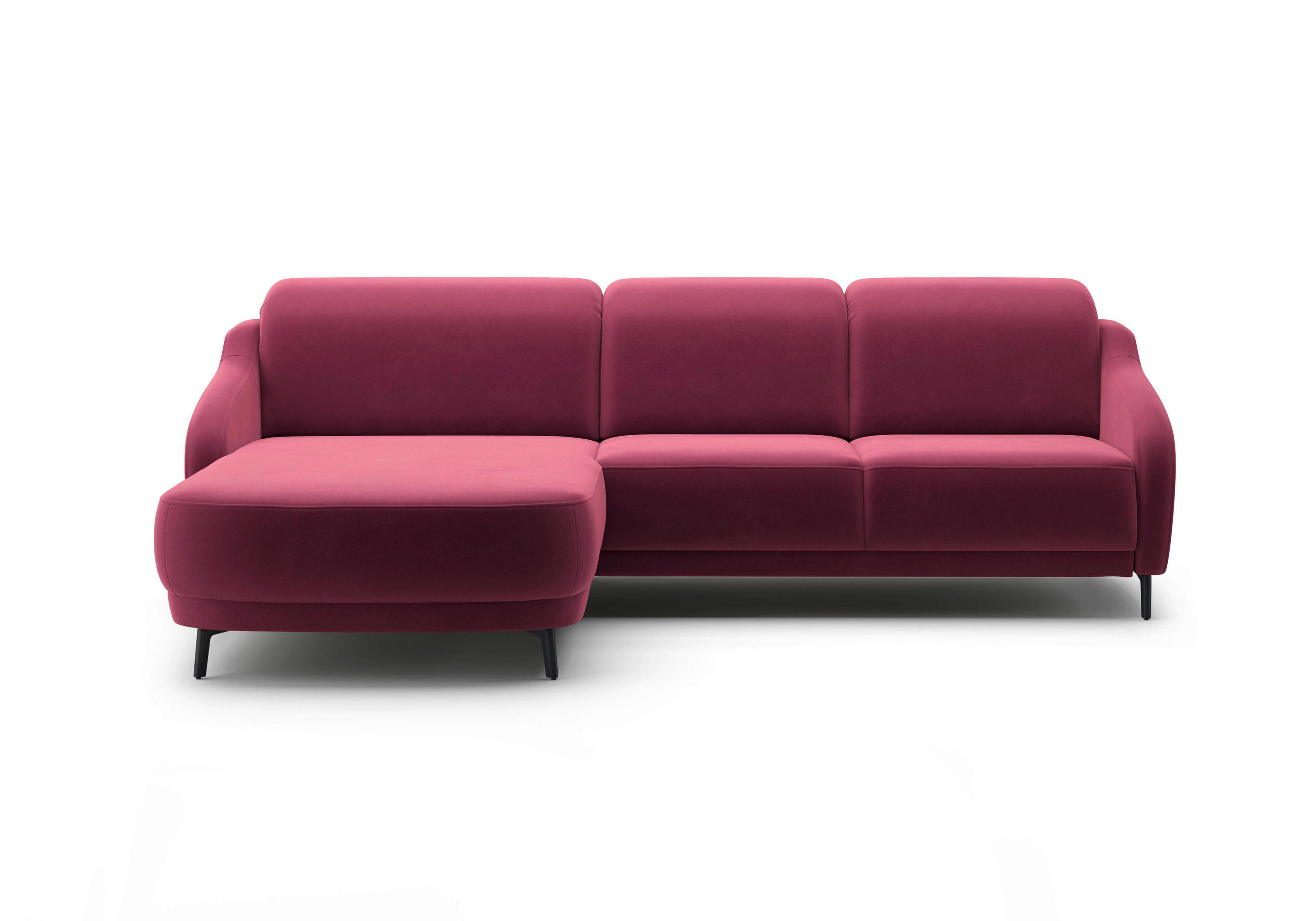 ECKSOFA BLUES V Aubergine Samt  - Aubergine/Schwarz, MODERN, Textil/Metall (191/271cm) - Sit & More