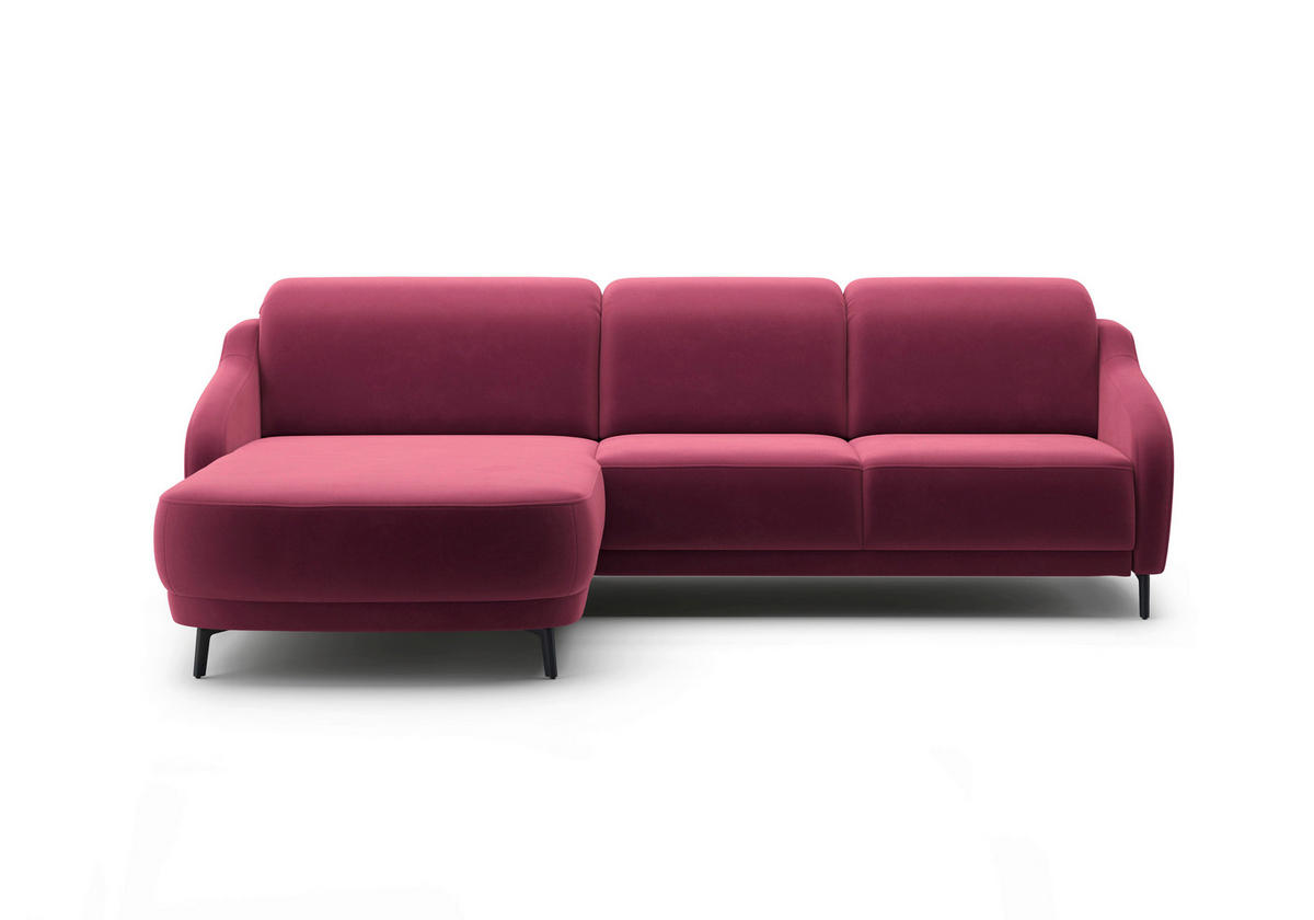 ECKSOFA BLUES V Aubergine Samt  - Aubergine/Schwarz, MODERN, Textil/Metall (191/271cm) - Sit & More