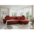 ECKSOFA in Mikrofaser Rot  - Wildeiche/Beige, Natur, Holz/Textil (286/236cm) - Voleo