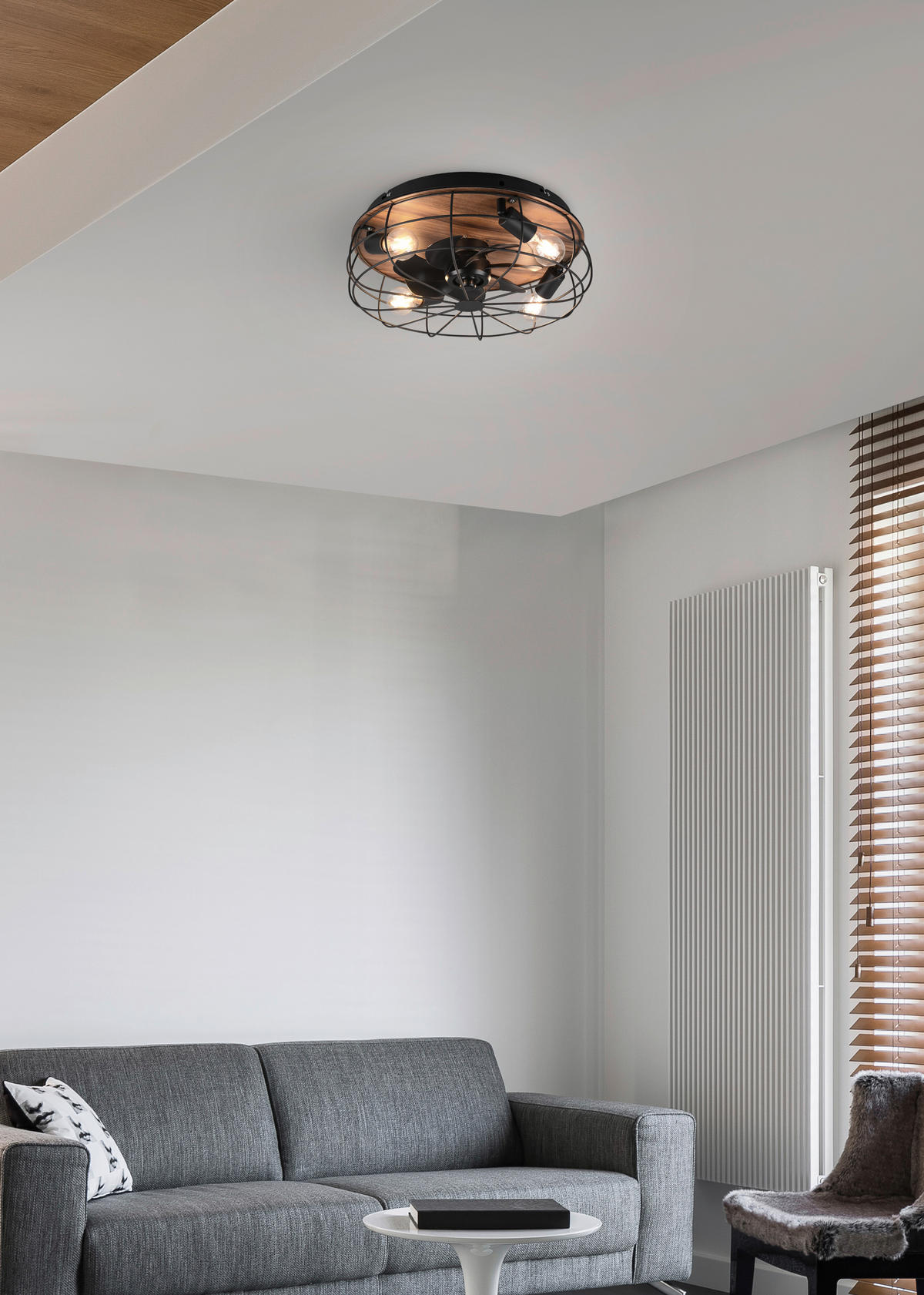 DECKENLEUCHTE TRONDHEIM 48,5/17,5 cm   - Schwarz/Braun, LIFESTYLE, Holz/Kunststoff (48,5/17,5cm)