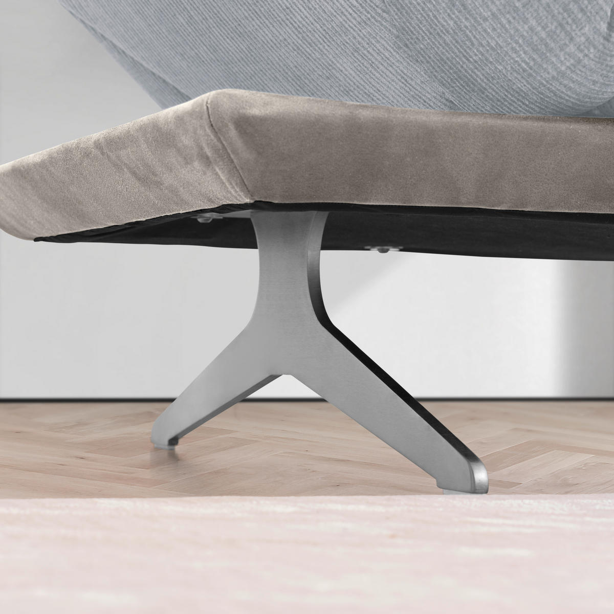 ECKSOFA in Flachgewebe Grau  277/209 cm  - Edelstahlfarben/Grau, Design, Textil/Metall (277/209cm) - Koinor