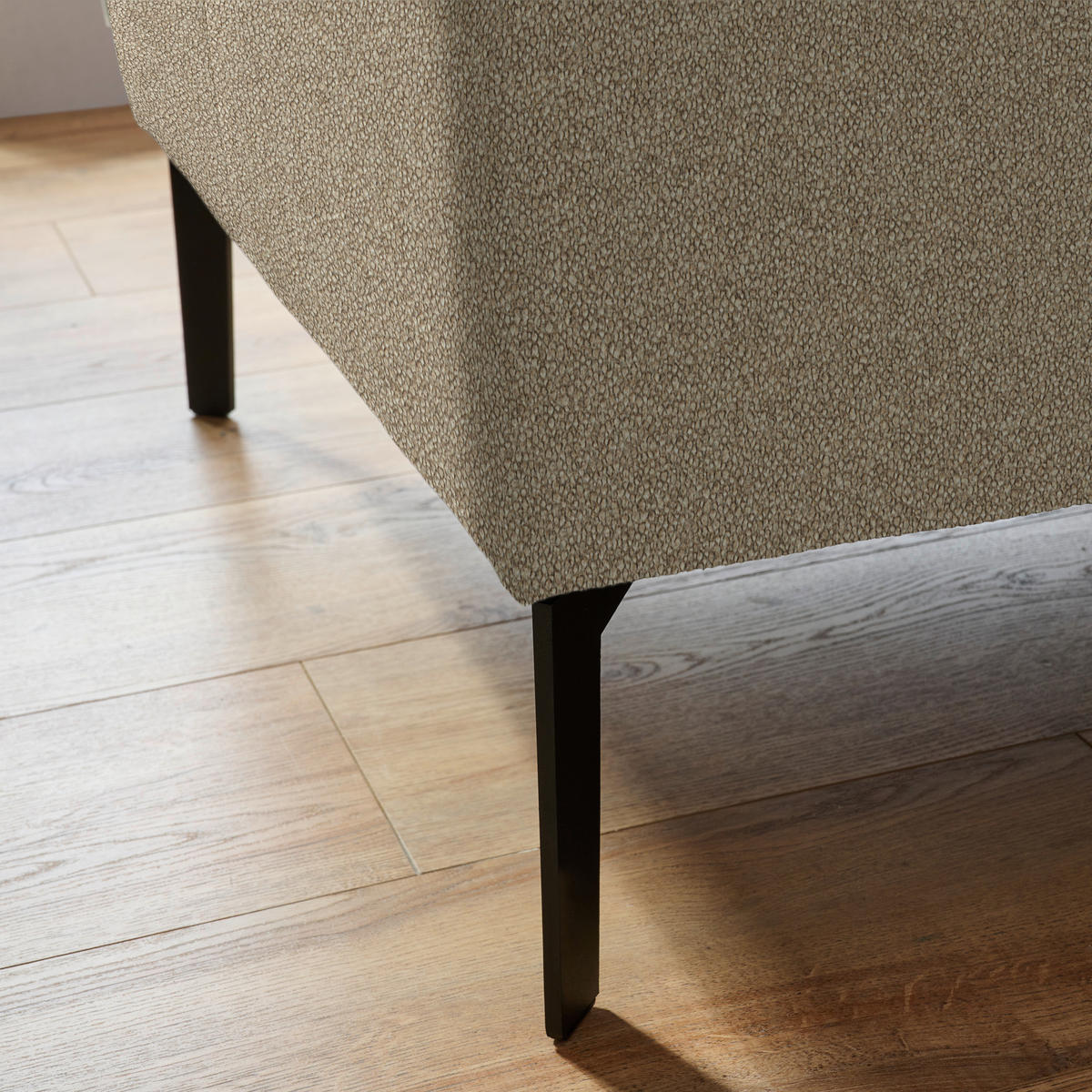 ECKSOFA in Mikrofaser Beige  - Beige/Schwarz, Design, Textil/Metall (273/203cm) - Johann Jakob