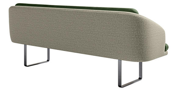 SITZBANK 255/89/68 cm Velours, Flachgewebe Grün, Graugrün Metall  - Schwarz/Graugrün, Design, Textil/Metall (255/89/68cm) - Dieter Knoll