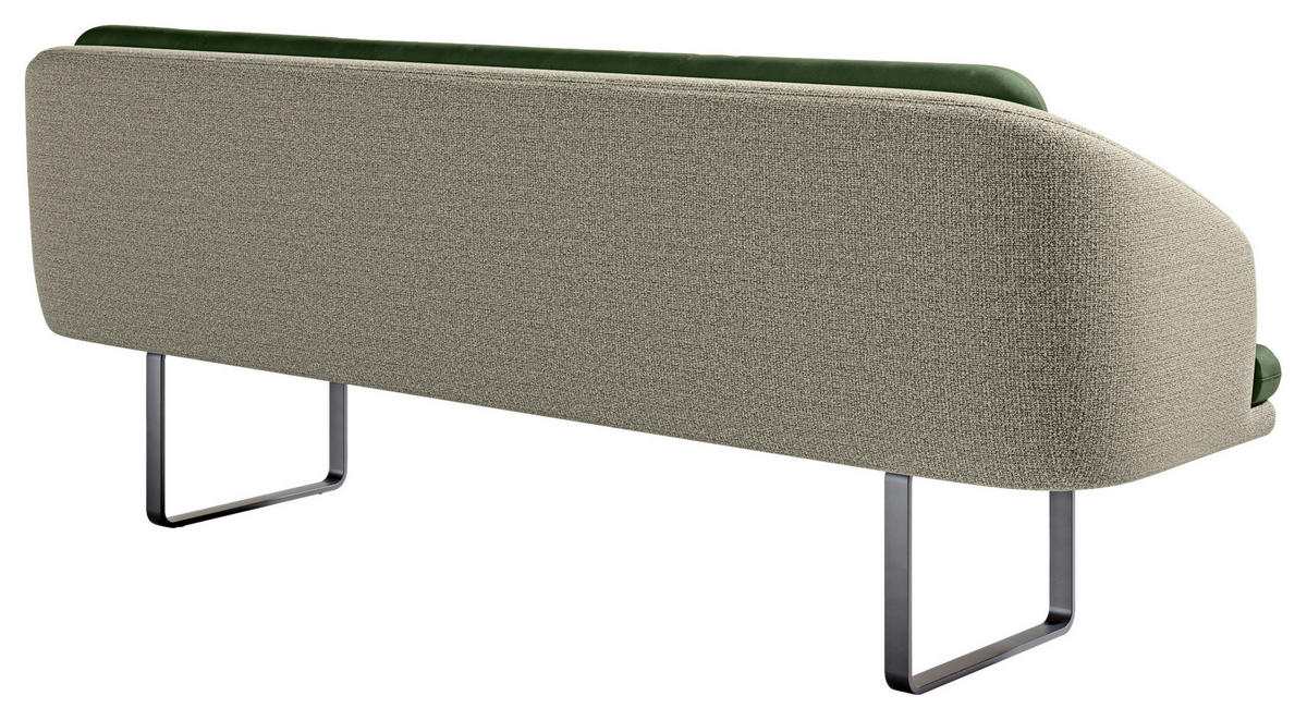 SITZBANK 255/89/68 cm Velours, Flachgewebe Grün, Graugrün Metall  - Schwarz/Graugrün, Design, Textil/Metall (255/89/68cm) - Dieter Knoll
